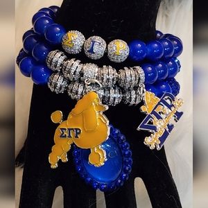 Sigma Gamma Rho Beaded Stretch Stackable Bracelets with Charms